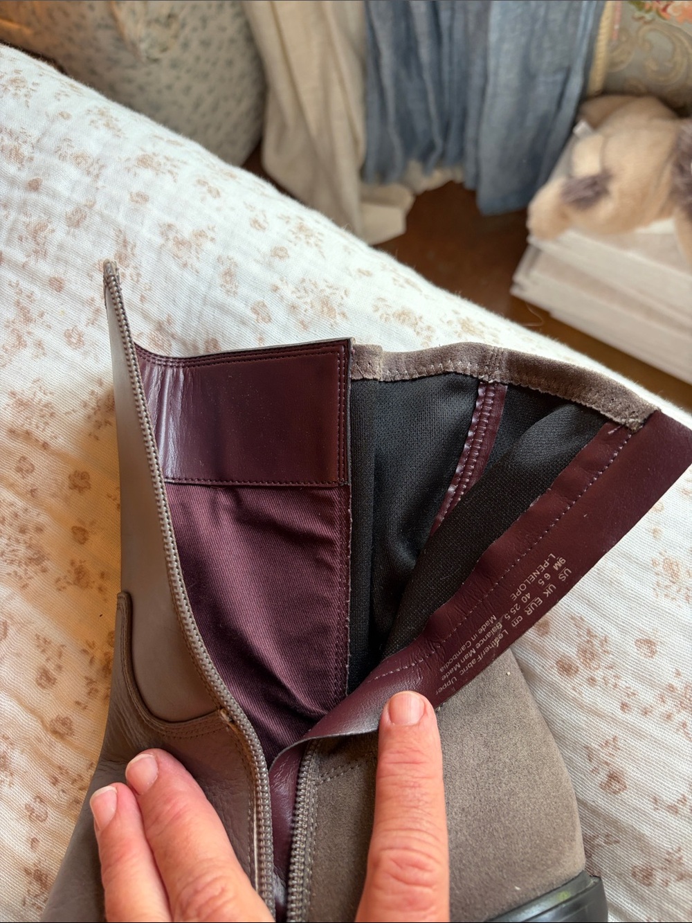 Franco Sarto Taupe Leather Mid-Calf Block Heel Boots - Picture 8 of 11